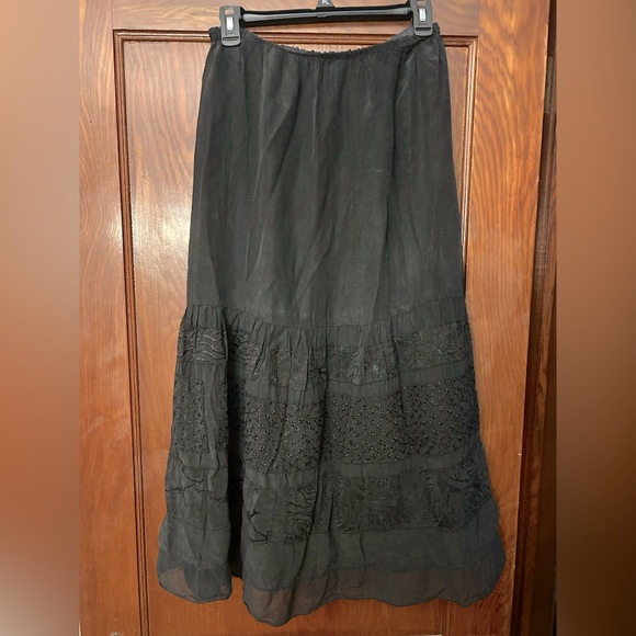 Johnny Was Embroidered Black Peasant Maxi Skirt Small - Picture 4 of 5